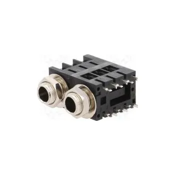 Elektrická zásuvka Zásuvka Jack 6,35mm zásuvka stereo úhlové 90° do panelu THT