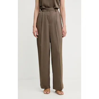 Dámské kalhoty Kalhoty MICHAEL Michael Kors dámské, zelená barva, high waist, MT530VRAYJ 91X, vel. 38