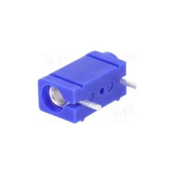 Auto elektroinstalace Zásuvka banánek 4mm 10A 250VDC modrá stříbřený PCB 23,3mm