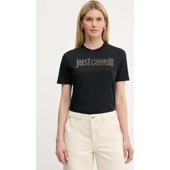 Pánské tričko Bavlněné tričko Just Cavalli 79PAHE23.CJ110 černá 99X, vel. M