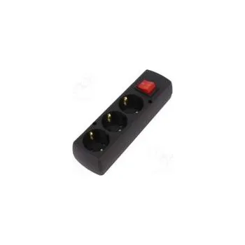 Elektrická zásuvka Konektor napájecí AC zásuvka rozbočka 2P+PE 250VAC 16A černá