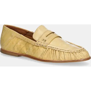 Dámské mokasíny Kožené mokasíny Nokwol Mica dámské, žlutá barva, na plochém podpatku, Mica Mica.Butter.Eel 10X, EUR 40