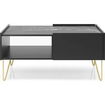 Konferenční stolek Konferenční stolek černý grafit s mramorovou deskou 97 cm moderní loft