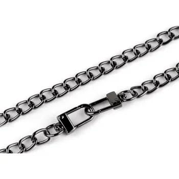 Řetízek na kabelky s karabinou délka 125 cm, šíře 8 mm, barva 2 nikl černý