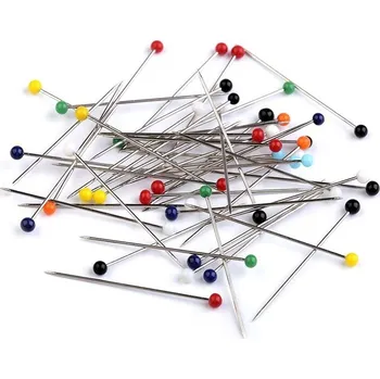 Nástroj na niť a příze Špendlíky délka 31 mm se skleněnou hlavičkou - mix barev