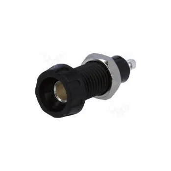 Elektrická zásuvka Zásuvka banánek 4mm 10A 50VDC 28,5mm černá niklovaný 10mΩ