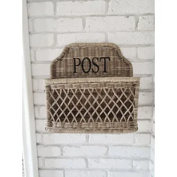 Úložný box Ratanový koš organizér Hampton na dopisy, dokumenty – ratanový úložný box do kanceláře, předsíně