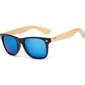 Sluneční brýle Sluneční brýle polarizační, obroučky černé s nožičkami z bambusu, modrá skla
