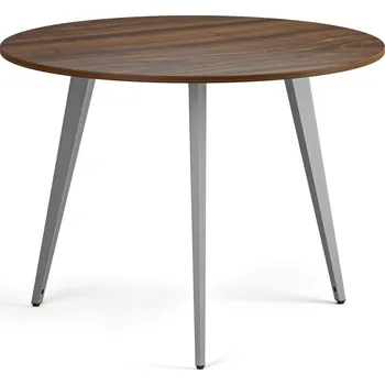 Psací stůl B2B Partner Konferenční stůl PRIMO VIBE, průměr 100 cm, šedostříbrná podnož, ořech