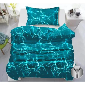 Povlečení Surface Bavlněné povlečení tyrkysové 140 x 200, 70 x 90 cm zip