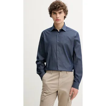 Pánská košile Košile Calvin Klein pánská, tmavomodrá barva, regular, s italským límcem, LV019EU024 59X, vel. 40