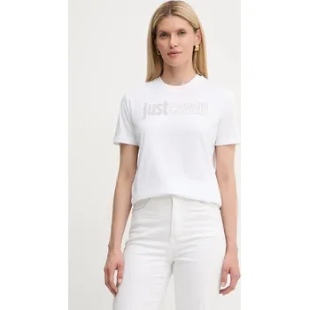 Pánské tričko Bavlněné tričko Just Cavalli 79PAHE23.CJ110 bílá 00X, vel. S