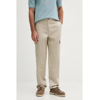 Kalhoty s příměsí lnu Guess pánské, béžová barva, ve střihu cargo, M5YB73 WFI72 M5YB73.WFI72 80X, vel. 38