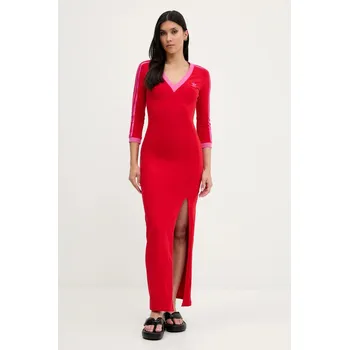 Dámské šaty Šaty adidas Originals Maxi Dress V červená barva, maxi, přiléhavé, JW3668 33X, vel. XXS