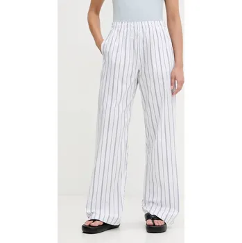 Dámské kalhoty Bavlněné kalhoty Abercrombie & Fitch dámské, bílá barva, high waist, KI156-5289 KI156.5289.106 00X, vel. XL