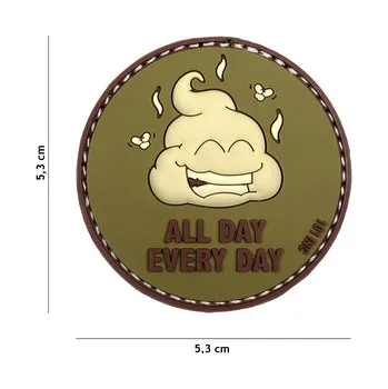 Nášivka Gumová nášivka 101 Inc nápis All day every day - hnědá