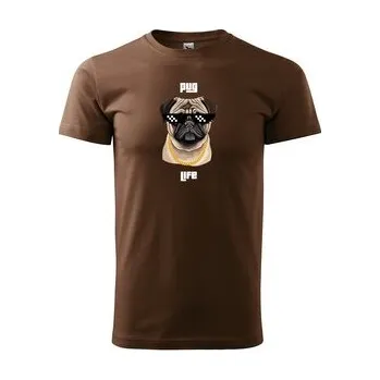 Pánské tričko Tričko s potiskem Pug life: hnědé 3XL