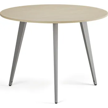 Psací stůl B2B Partner Konferenční stůl PRIMO VIBE, průměr 100 cm, šedostříbrná podnož, bříza