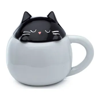 Stolování Keramický hrnek s víčkem Černá kočka Feline Fine
