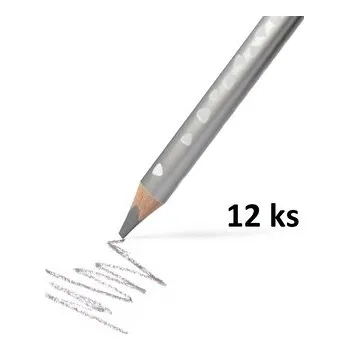 Kresba RICO pastelka trojboká JUMBO, tuha průměr 5mm, 12 ks, stříbrná