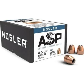 Příslušenství pro sportovní střelbu Střely Nosler Assured Stopping Power .45 Cal, dia .451, 185grs JHP (250 ks)