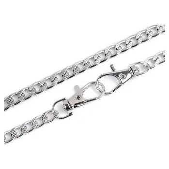 Řetízek na kabelky s reliéfem, s karabinou délka 120 cm - 1 ks - 1 nikl