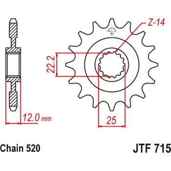 Řetězová sada pro motocykl JT řetězové kolo přední 2102 12 GAS GAS EC 125/200/250/300/400/450/515 00-18 (210212JT) (řetěz520) (JT řetězové kolo přední 2102 12 GAS GAS EC 125/200/250/300/400/450/515 00-18 (210212JT) (řetěz520))