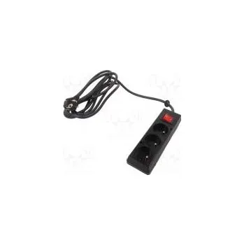 Napájecí kabel Prodlužovací síťový kabel Zásuvky 3 PVC černá 3x1,5mm2 3m