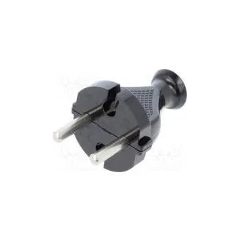 Elektrická zásuvka Konektor napájecí AC vidlice zástrčka 2P 230VAC 10A černá