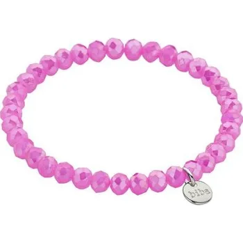 Náramek Náramek se skleněnými krystaly tmavě růžový 3-8mm 1ks, 18 cm - 6 mm