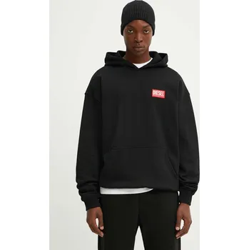 Pánská mikina Bavlněná mikina Diesel S-BOXT-HOOD-LAB pánská, černá barva, s kapucí, s aplikací, A14949.0ILAC 99X, vel. M