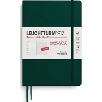 Diář Weekly Planner & Notebook 2026 Medium (A5) 18 Months Forest Green