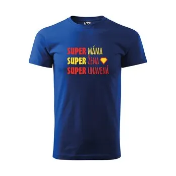 Dámské tričko Tričko s potiskem pro maminku SUPER MÁMA, super žena, super unavená: modré 4XL