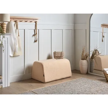 Taburet Puf béžový buklé čalounění obdélníkový tvar lavice stolička taburet moderní styl obývací pokoj ložnice Beliani