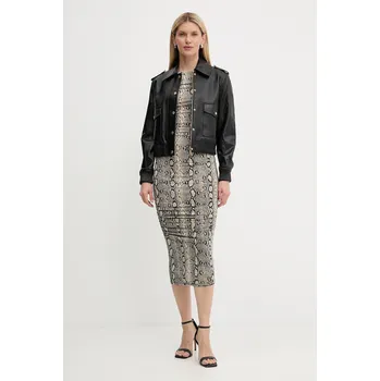 Dámské šaty Šaty MICHAEL Michael Kors béžová barva, midi, přiléhavé, MT58319HMC 80D, vel. M