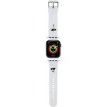 Řemínek KARL LAGERFELD pro Apple Watch 42mm / 44mm / 45mm / 49mm - silikonový - Karl a Choupette NFT - bílý
