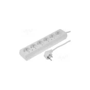 Napájecí kabel Prodlužovací síťový kabel Zásuvky 6 PVC bílá 3x1,5mm2 1,5m