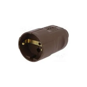 Elektrická zásuvka Konektor napájecí AC zásuvka zásuvka 2P+PE 230VAC 16A hnědá