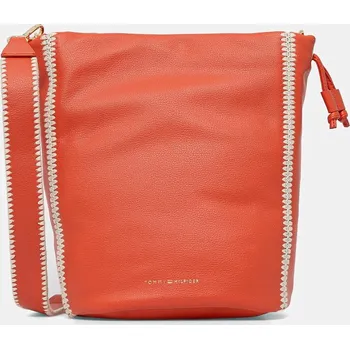 Kabelka Kožená kabelka Tommy Hilfiger oranžová barva, AW0AW17540 22X, vel. ONE SIZE