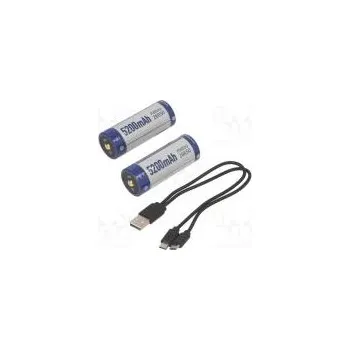 Akum Li-Ion 26650 3,6V 5200mAh Ø26,3x70,5mm Sada kabel USB