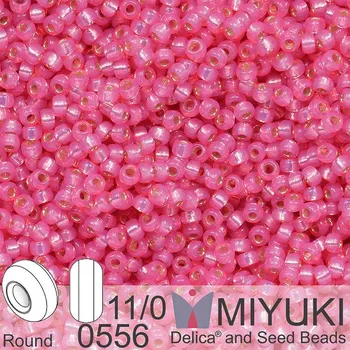 Korálek Korálky Miyuki Round 11/0. Barva 0556 Dyed Rose Silverlined Alabaster. Balení 5g..