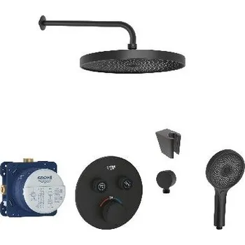 Sprchový set SANITINO - Sprchový set s termostatem a tělesem pod omítku Grohe, příslušenství kielle, matná černá SANI21GKK400