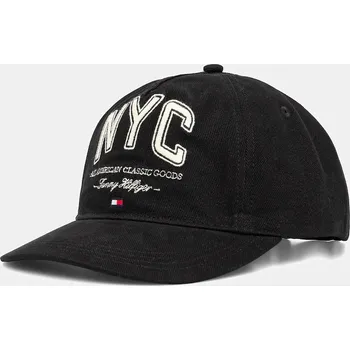 Čepice Bavlněná baseballová čepice Tommy Hilfiger černá barva, s aplikací, AM0AM13562 99X, vel. ONE SIZE