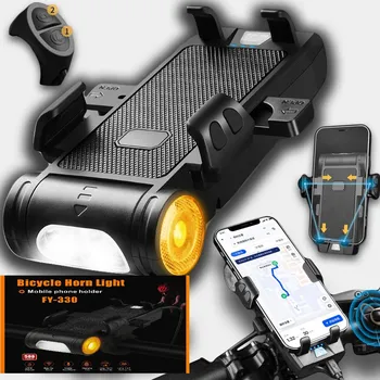 UCHWYT ROWEROWY NA TELEFON ROWER 5v1 LAMPKA KLAKSON PŘEDNÍ POWERBANK