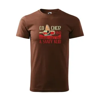 Pánské tričko Tričko s potiskem Co chci? Víno: hnědé 4XL