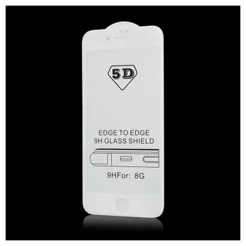 Tvrzené sklo 5D FULL GLUE iPhone 6 Plus, 6S Plus bílá - BULK