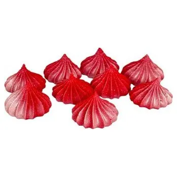 Jedlá dekorace na dort Mini pusinky červené se stříbrnými třpytkami 9ks - I LOVE CAKES