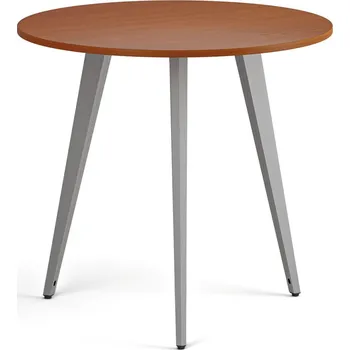 Psací stůl B2B Partner Konferenční stůl PRIMO VIBE, průměr 80 cm, šedostříbrná podnož, třešeň