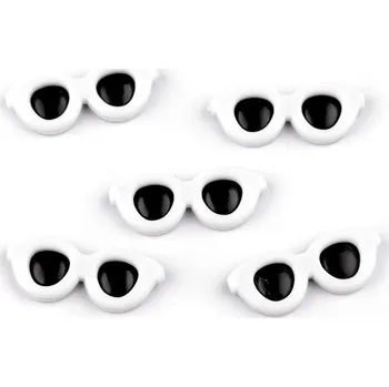 Mini brýle k nalepení / dekoraci postaviček 30x12 mm, malé, bílá černá