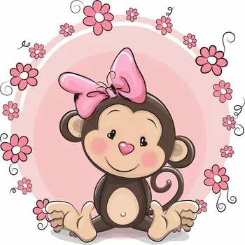 Samolepící dekorace Roztomilá opička samolepka na zeď - M